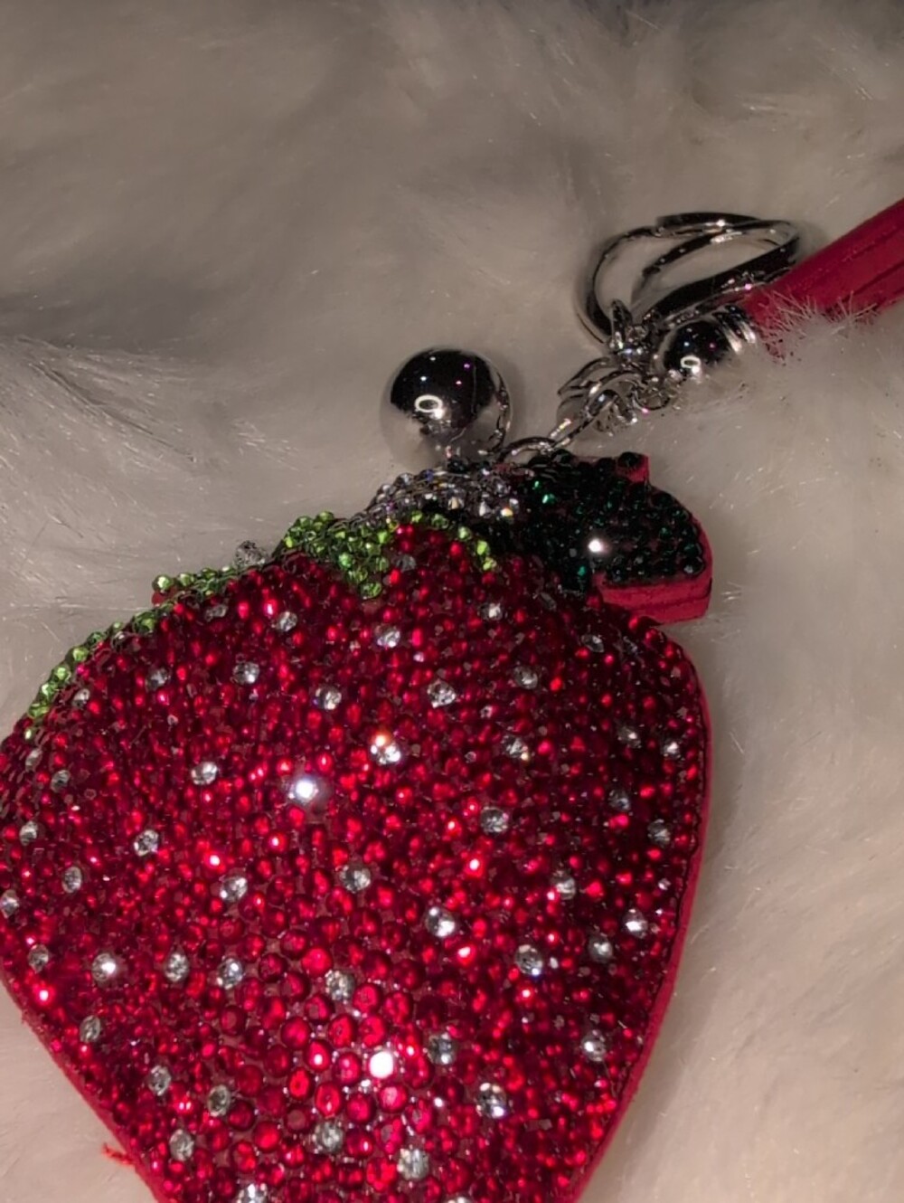 Red Crystal Strawberry Keychain Bag Charm - Picture 4 of 4